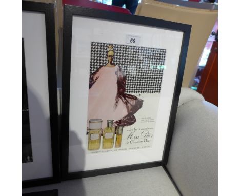 A framed print for Christian Dior perfume, 43cm x 33cm
