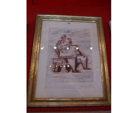 Henry Moore, a 1958 lithograph of a seated figure in a slivered fame H:62cm W:51cm