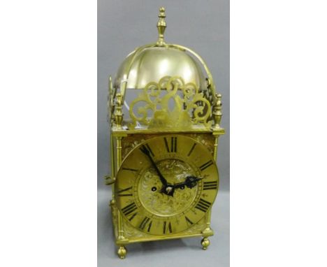 Brass lantern style clock, by Edward &amp; Sons of Glasgow, height overall 40cm