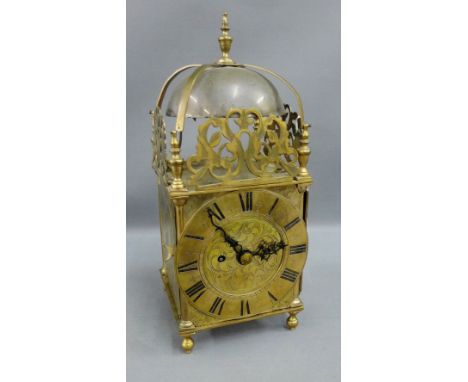 Brass lantern style clock, 45cm high 