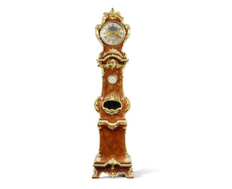 An important mid 18th century French ormolu-mounted kingwood and rosewood centre seconds longcase clock of one month duration