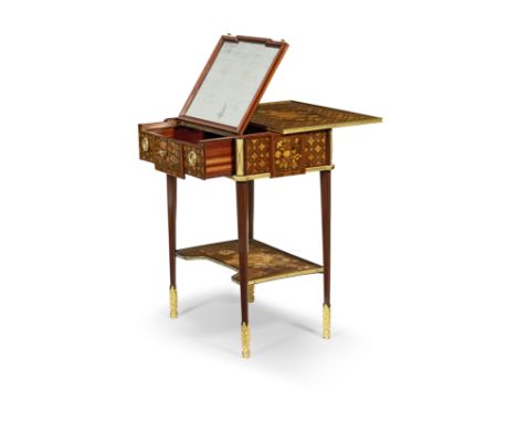 A fine Louis XVI ormolu-mounted purplewood, bois satiné, sycamore, fruitwood marquetry and parquetry table à écrire - coiffeu