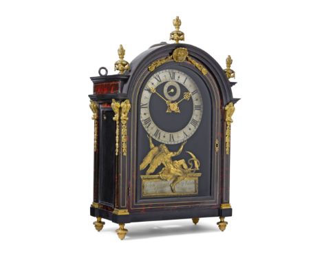 A rare late 17th / early 18th century French brass-strung, tortoiseshell and ebony veneered weight driven wall clockGaudron, 