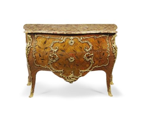 A fine Louis XV ormolu mounted bois satiné, kingwood, fruitwood and marquetry bombé commodeMade by Nicolas Berthelmi, mid-18t