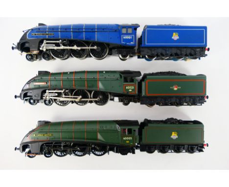 Hornby - Three unboxed Hornby OO gauge Class A4 4-6-2 steam locomotives and tenders. Lot consists of Op.No. 60001 'Sir Ronald