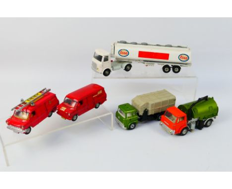 Dinky - A group of unboxed models including AEC Esso tanker # 945, Ford Transit # 1025, Johnson road sweeper  #449 and simila