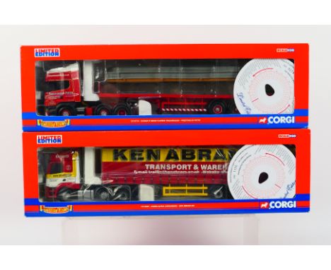 Corgi - 2 x trucks, Foden Alpha in Ken Abram livery number 1176 of 2510 # CC13907 and a Scania R Series flatbed trailer & loa