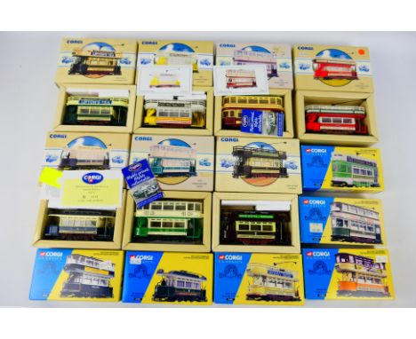 Corgi Classics - 12 boxed diecast model trams from various Corgi ranges. Lot includes #98151 Open Top Tram 'South Metropolita