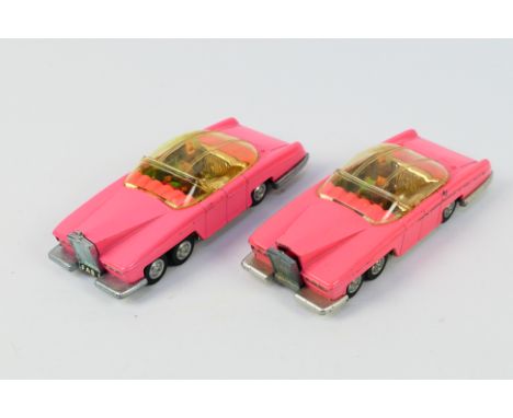 Dinky - Thunderbirds - 2 x Lady Penelope's FAB 1 Rolls Royce models # 100, one has an unpainted base, the other has a silver 