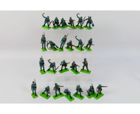 Britains Deetail - An unboxed collection of 24 Britains Deetail German Infantry figures, in 10 different poses, including Ger