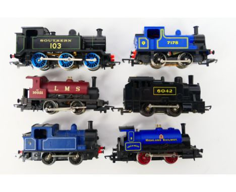 Hornby - Six unboxed OO gauge steam locomotives. Lot includes Hornby 0-4-0 Industrial Tank Op.No. 7178 in blue; Hornby Class 