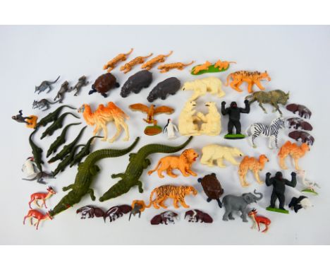 Britains - Over 50 Britains plastic Zoo / Safari Park animals. Lot includes #1347 Panther; #1377 Gorilla; #1353 Wildebeest; #