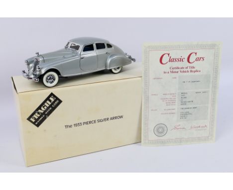 Danbury Mint - Classic Cars - A 1:24 scale 1933 Pierce Silver Arrow die-cast model by Danbury Mint - Model is presented in or