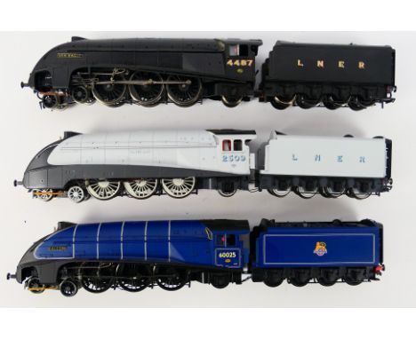 Hornby - Three unboxed Hornby OO gauge Class A4 4-6-2 steam locomotives and tenders. Lot consists of Op.No.60023 'Falcon' in 