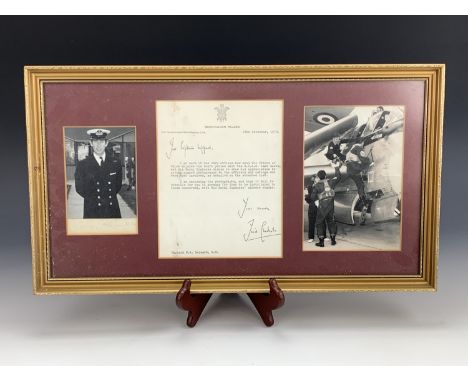 [ Autograph ] A portrait photograph of Prince Charles in Royal Navy uniform, on mount signed and dated 1972, framed together 