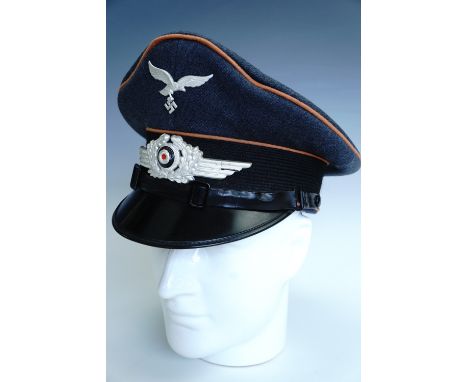 A German Third Reich Luftwaffe enlisted man's / NCO's peaked cap with accompanying portrait postcard