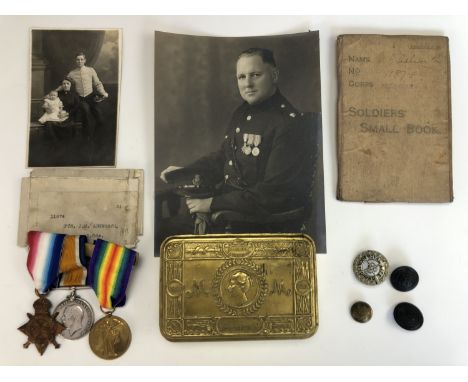 A Great War campaign medal group comprising 1914-15 Star, British War and Victory medals to 11874 Pte J H Ashworth, Scots Gua