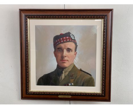 [Victoria Cross / Medal] A portrait of Captain Noel Chavasse VC and Bar, MC, acrylic, late 20th Century, framed and mounted u