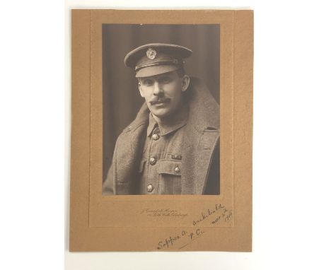 [Victoria Cross / Medal / Autograph] A signed portrait photograph of Sapper Adam Archibald, VC, a Scottish First World War re