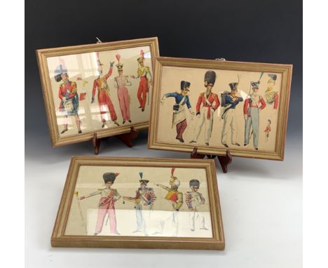 E Hull (19th Century) "The Costume of the British Army 1828", three studies each depicting several figures in full dress, inc