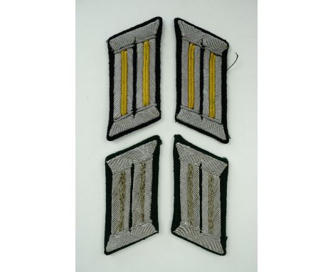 Two sets of German Third Reich army officers service tunic collar patches