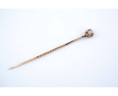 A Victorian diamond stick pin, having a 0.10 ct diamond terminal