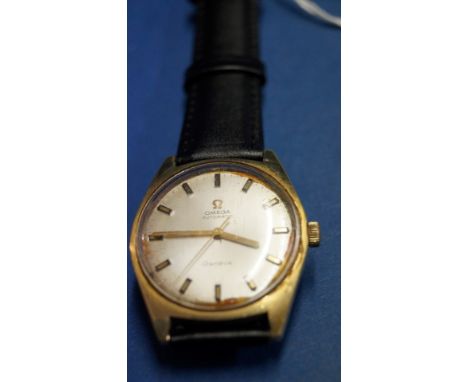 A vintage Omega gentleman's automatic wristwatch, having signed 2.8cm dial decorated baton markers, on leather strap.   Condi