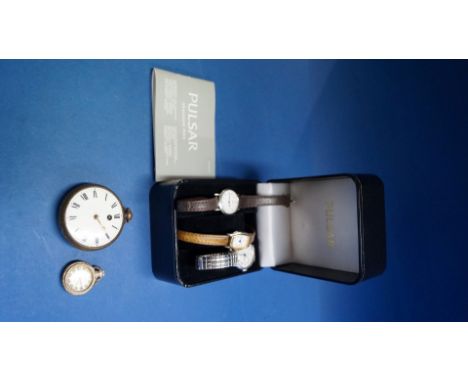 A brass cased fusee pocket watch, by Owston of Scarbro, having 4.3cm unsigned white enamel dial decorated Roman numerals; tog