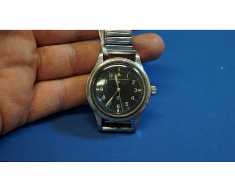 A rare circa 1948 International Watch Company military stainless steel wristwatch, Mark XI 6B/346, the case 36mm, the black d