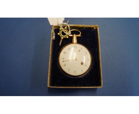 A George III 18ct gold open faced fusee pocket watch, by James Richardson of London, number 1081, having unsigned 44mm white 