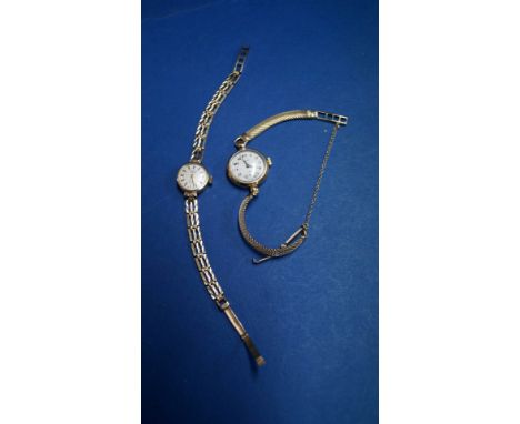 Two Rotary 9ct gold ladies bracelet wristwatches.   Condition Report:  Both straps are 9ct, TOTAL inclusive weight is 29g.