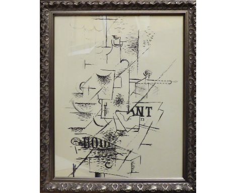 GEORGES BRAQUE 'La Bouteille', lithograph, from Derrière le Mirroir 138, May 1963, Maeght Editeur, 35cm x 27cm, framed and gl