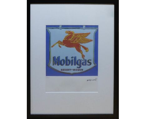 ANDY WARHOL, 'Mobilgas', lithograph, 22/100, Leo Castelli Gallery, edited by George Israel on Arches paper, gallery stamp on 