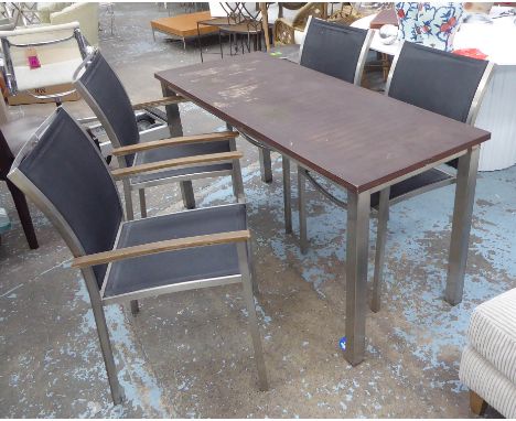 WESTMINSTER GARDEN DINING SET, including table and four chairs, table 150cm x 60cm x 74.5cm. (4) (with faults) 