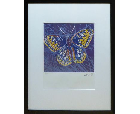 ANDY WARHOL 'Butterfly', lithograph, 73/100, Leo Castelli Gallery, edited by George Israel on Arches paper, gallery stamp on 