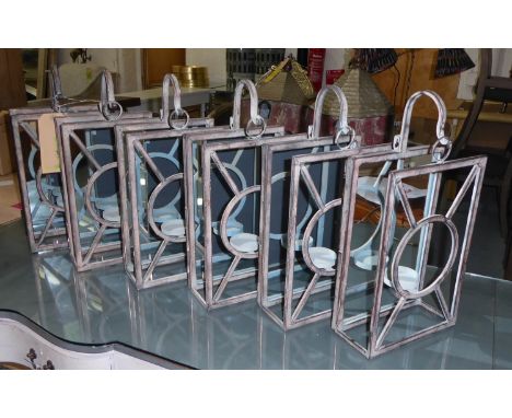 WALL CANDLE LANTERNS, a set of six, French Art Deco style, 44cm H. (6) 