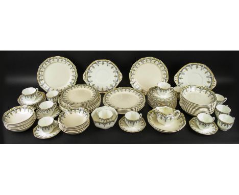 ROYAL DOULTON CLAREMONT PATTERN DINNER AND PART TEA SERVICE, Art Deco, including twelve dinner plates, six entree plates, twe