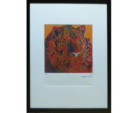 ANDY WARHOL 'Tiger', lithograph, 91/100, Leo Castelli Gallery, edited by George Israel on Arches paper, gallery stamp on reve