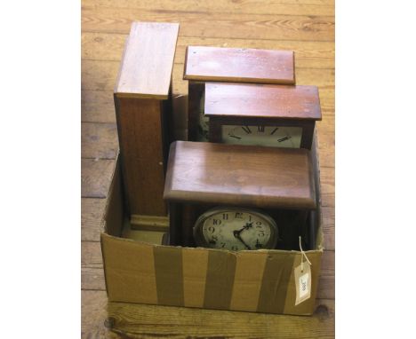 Three American shelf clocks, and an American beech mantel clock with printed dial