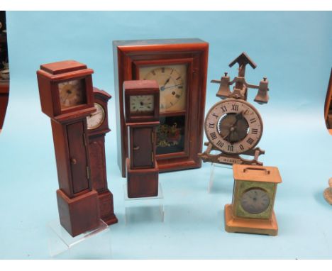 A 19th century Connecticut shelf clock, a modern turret clock, and four other various clocks 