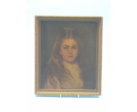 A late 19th century oil on canvas, portrait bust of a young girl, indistinctly signed, 12 x 10in.