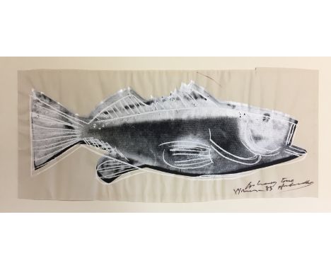  WARHOL ANDY: (1928-1987) American Pop Artist. Signed and inscribed 30 x 13 screen print on wallpaper, being entitled Fish Wa