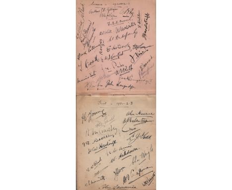 AUTOGRAPH ALBUM: An autograph album containing over 120 signatures, on multiple signed pages, by various county cricket teams