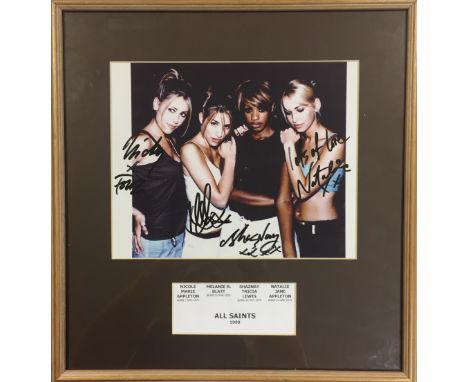  ALL SAINTS: Signed colour 9.5 x 7.5 photograph by all four members of the British girl pop group individually, comprising Ni