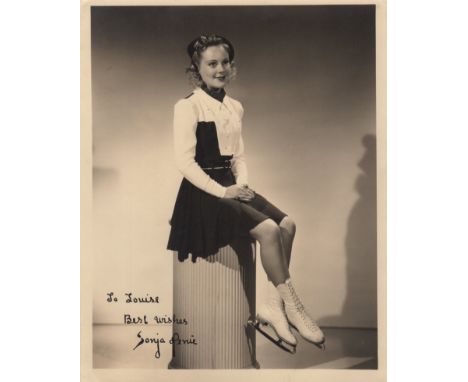 HENIE SONJA: (1912-1969) Norwegian Actress &amp; Ice Skater, Olympic Gold Medallist 1928, 1932 &amp; 1936. A good vintage sig