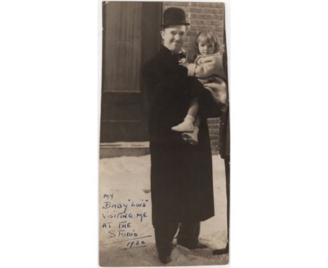  LAUREL STAN: (1890-1965) British Film Comedian. An unusual vintage 4 x 8.5 photograph annotated by Laurel, the image depicti