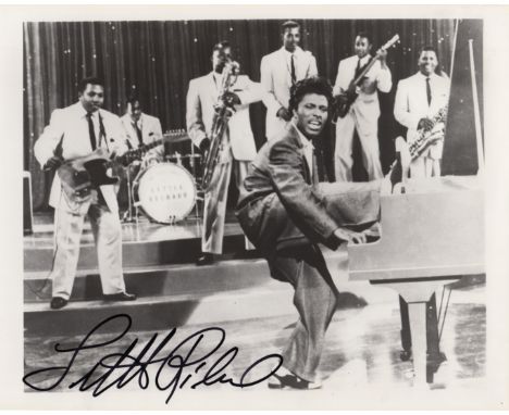 RICHARD LITTLE: (1932- ) American Rock and Roll Singer of the 1950s. Signed 14 x 11 photograph of Richard standing in a typic