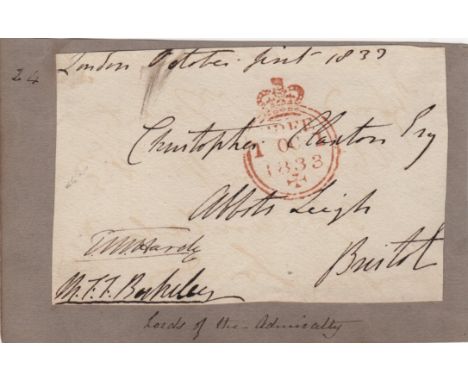 HARDY THOMAS MASTERMAN: (1769-1839) British Naval officer, Flag Captain to Admiral Lord Nelson. Hardy commanded HMS Victory a