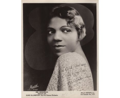 ANDERSON IVIE: (1905-1949) American Jazz Singer of the 1930s. Anderson is associated with Duke Ellington's orchestra and also