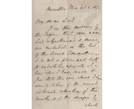 GRENVILLE WILLIAM: (1759-1834) 1st Baron Grenville. British Prime Minister 1806-07. A good A.L.S., Grenville, four pages, 8vo